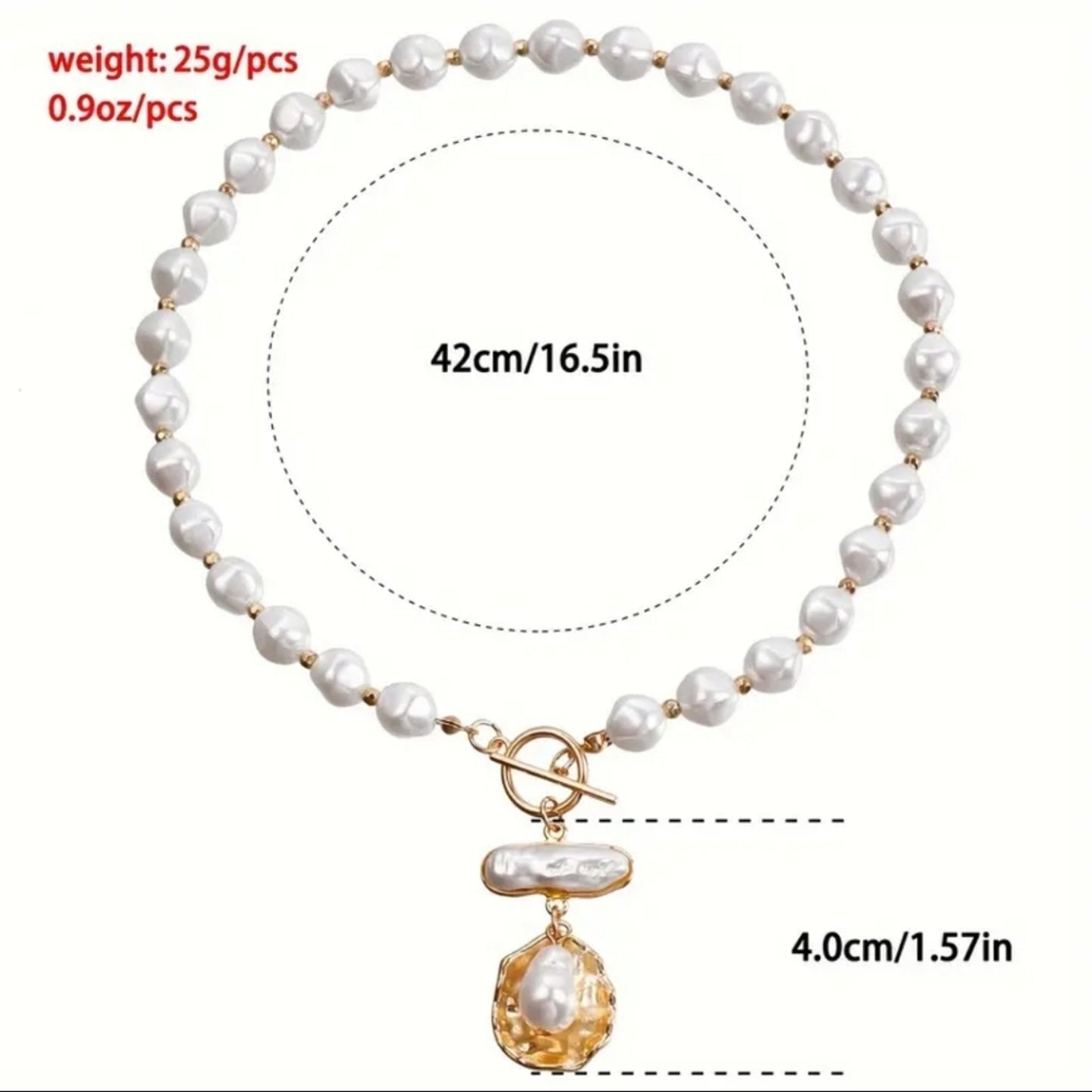 Rhombus Shaped Imitation Pearl Pendant Necklace
