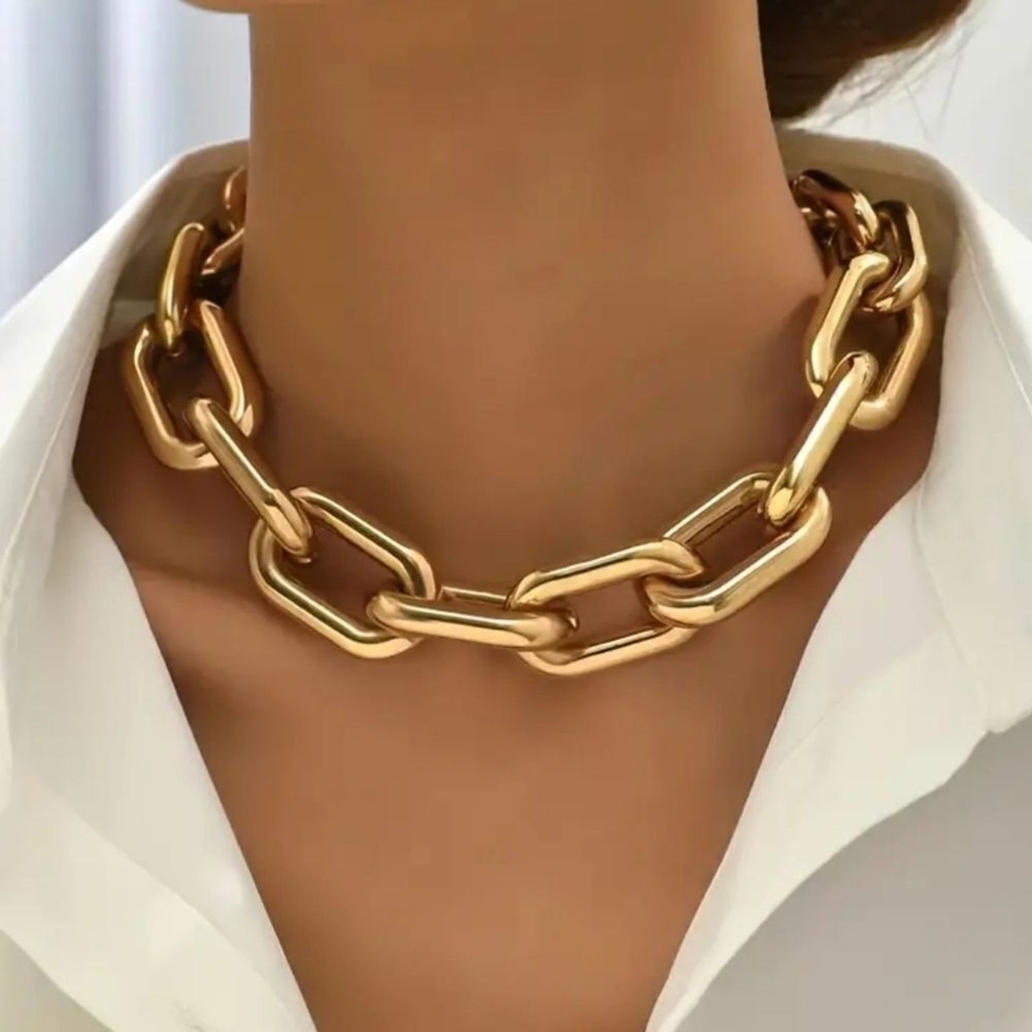 Chunky Chain Necklace Metal Punk Hip Hop Style
